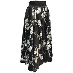 1950s Taffeta Full Skirt with Silk Screened Florals