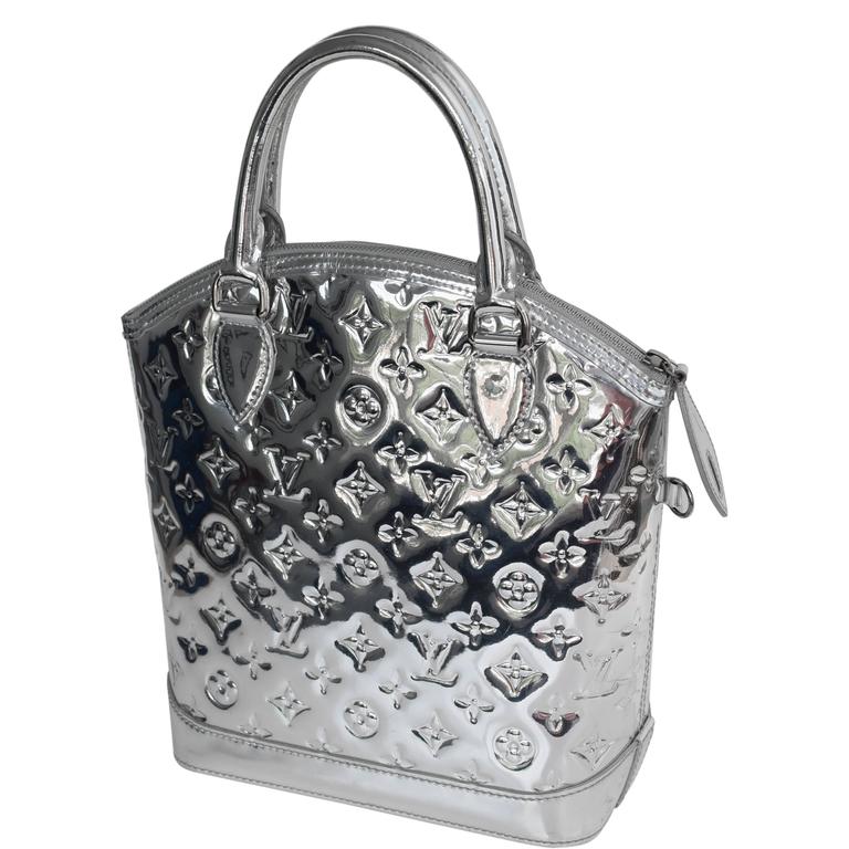 Louis Vuitton Monogram Miroir Lockit Handbag in Silver with Silver
