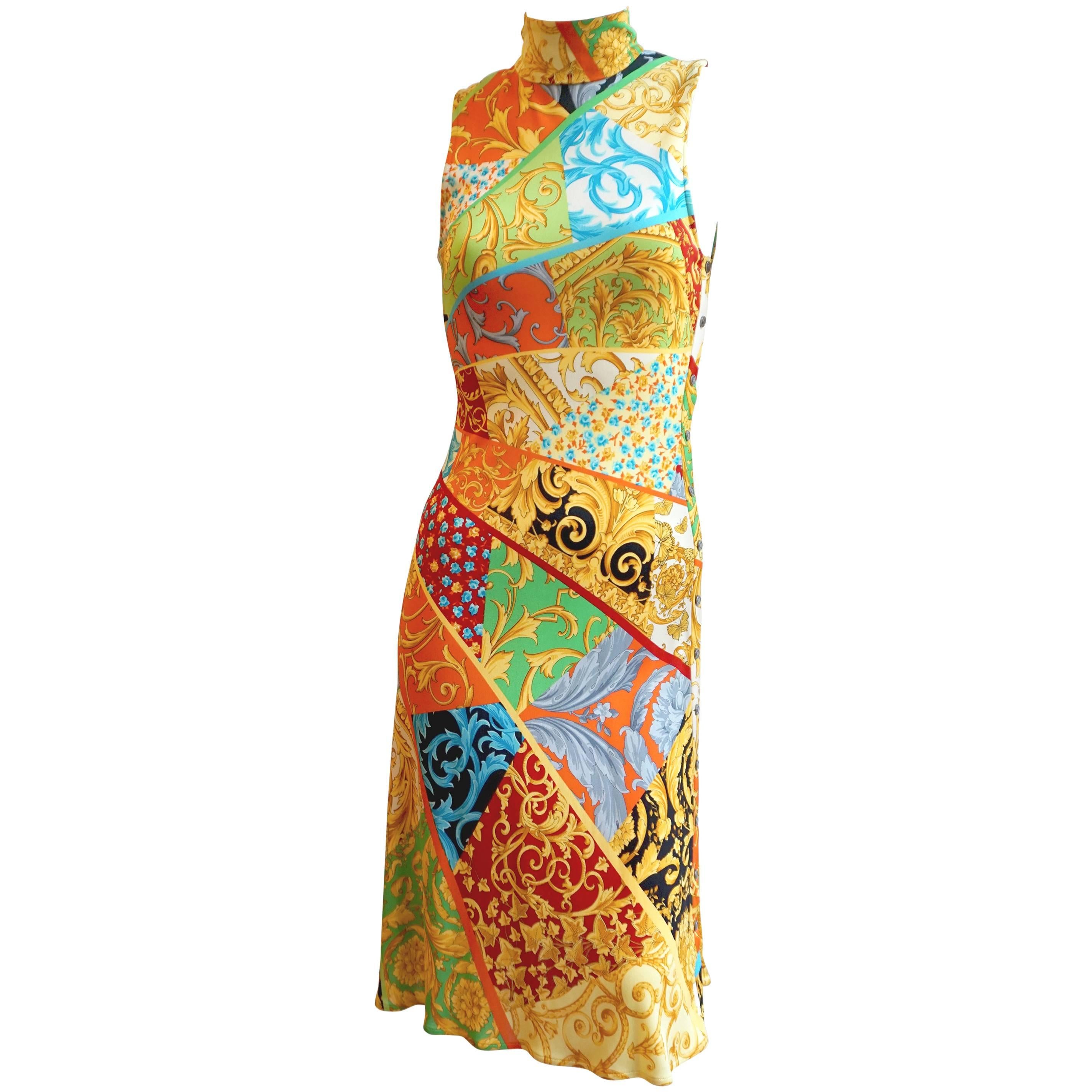 GIANNI VERSACE Print Jersey Dress with Side Snap Detail