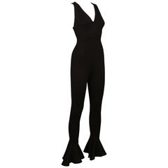 Vintage Gianni Versace black spandex flared jumpsuit, C. 1990s