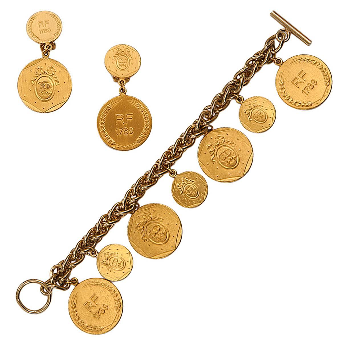 Christian Dior "Révolution Française 1789" Clip-On Earrings & Bracelet Set