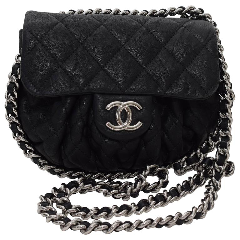 This is an authentic CHANEL Washed Lambskin Quilted small Chain Around ...
