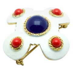 Hobé Vintage White Red Blue Brooch, 60s