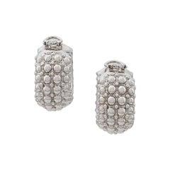 Italian Vintage 18kt White Gold Loop Clip-on Earrings, 90s