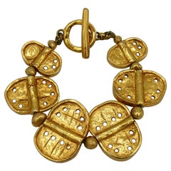 Christian Lacroix Vintage Gold Toned Graffitis Link Bracelet