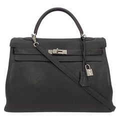 Hermes Togo Kelly 35 Retourne Chocolate Brown Silver PDH