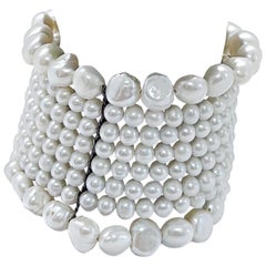 1990s Gloria Astolfo Sex and the City Faux Pearl Vintage 90s Cuff Bracelet