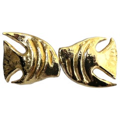 Yves Saint Laurent XL Gold Fish Earrings 