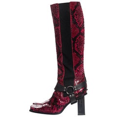 Dolce & Gabbana raspberry python boots with mirrored heels, fw 1999