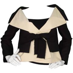 Giambattista Valli Vintage Black & Ivory Silk Cropped Jacket sz 42 7