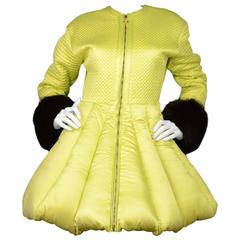 Versace Vintage Collector's Lime Green Quilted Puffer Coat sz 42 10