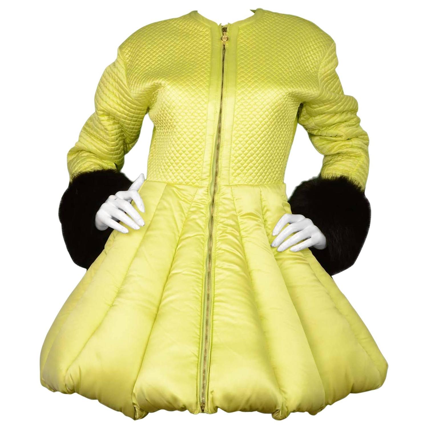 Versace Collector's Lime Green Quilted Puffer Coat sz 42 at 1stdibs