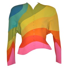 Retro Rare Signature Thierry Mugler "Rainbow" Form-Fitting "Work of Art" Blazer