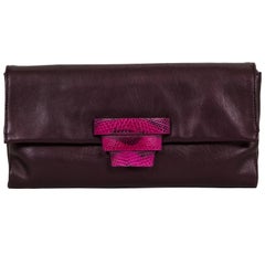 Used Prada Purple Python Lambskin Clutch