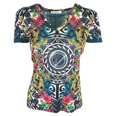 VERSACE – Authentic T-Shirt with Iconic Medusa Logo and Floral Print  Size 4US