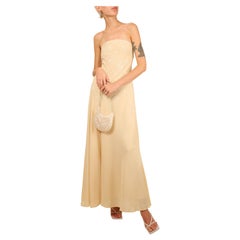 Ralph Lauren Collection cream yellow strapless floral embroidered dress gown