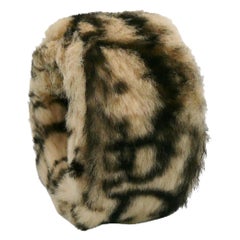 CHRISTIAN DIOR (Attributed To) Monogram Trotter Fur Slap Cuff Bracelet