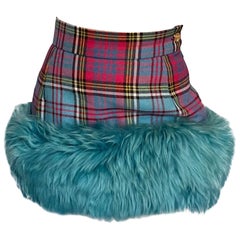 Vivienne Westwood A/W 1993 MacAndreas Tartan Faux Fur Trim Skirt