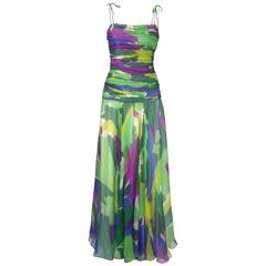 Silk Abstract Evening Gown, 1990s 