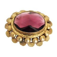 Jeanne Metal and Purple Faceted Vintage Brooch, 40s