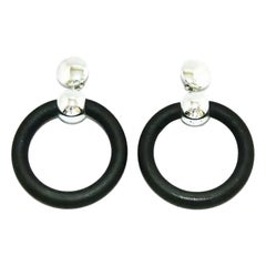 Vintage Unique Chrome & Rubber French Earrings of the 70s