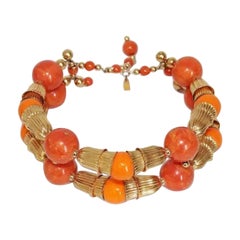 Summer Kenneth Jay Lane Vintage Necklace Coral Choker of the 70s