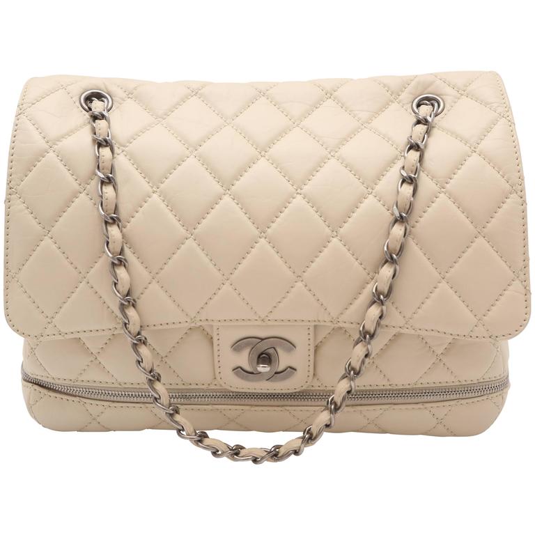 2005-2006 Chanel Paris Ivory Expandable Quilted Handbag