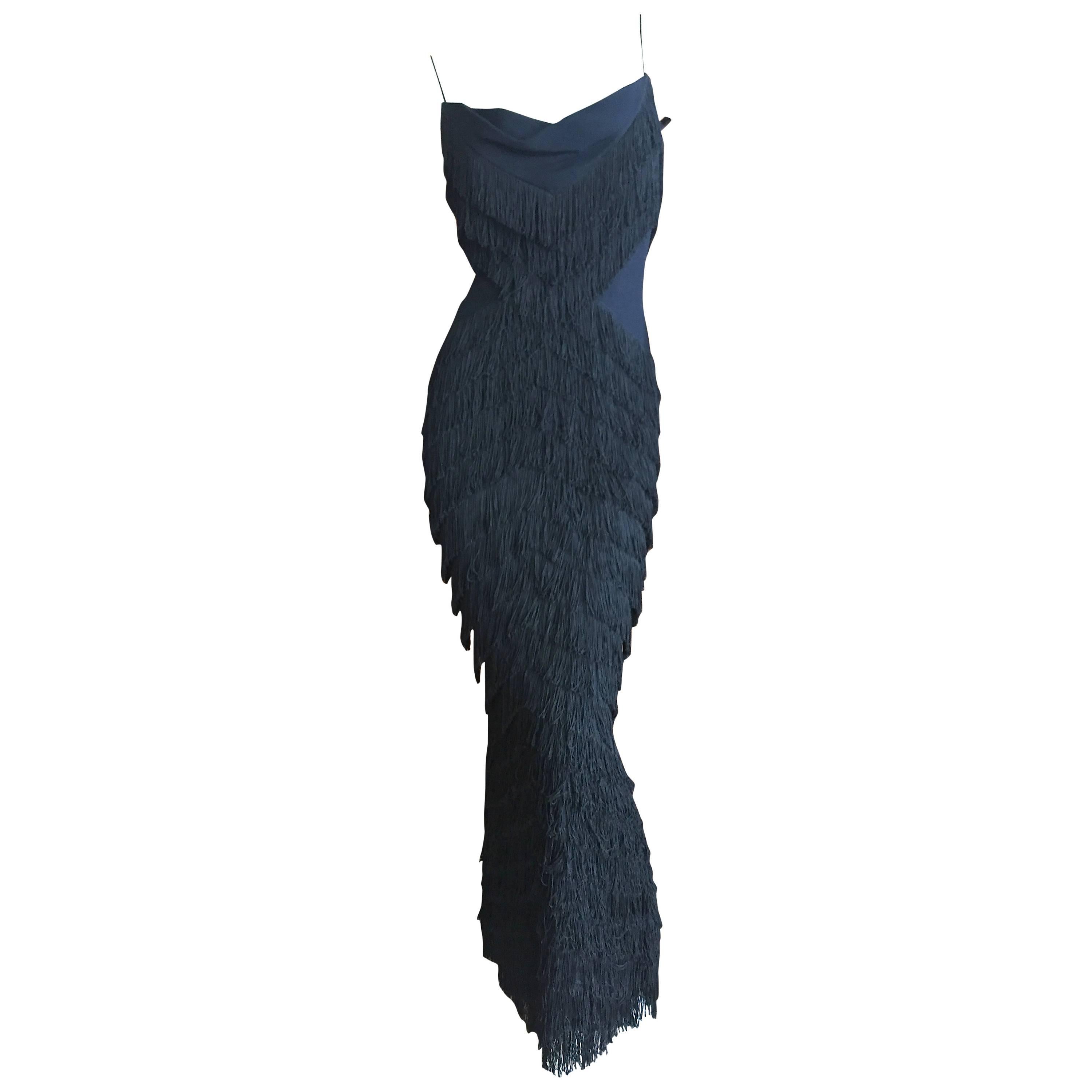 Christian Dior Chevron Pattern Fringed Dress by John Galliano