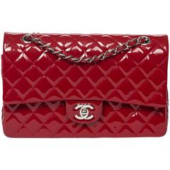 Classic Double Flap 26 Red Quilted Patent Leather