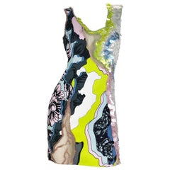 Sold Out Everywhere Versace Embellished Printed Silk and Nude Tulle Dress 42 - 6