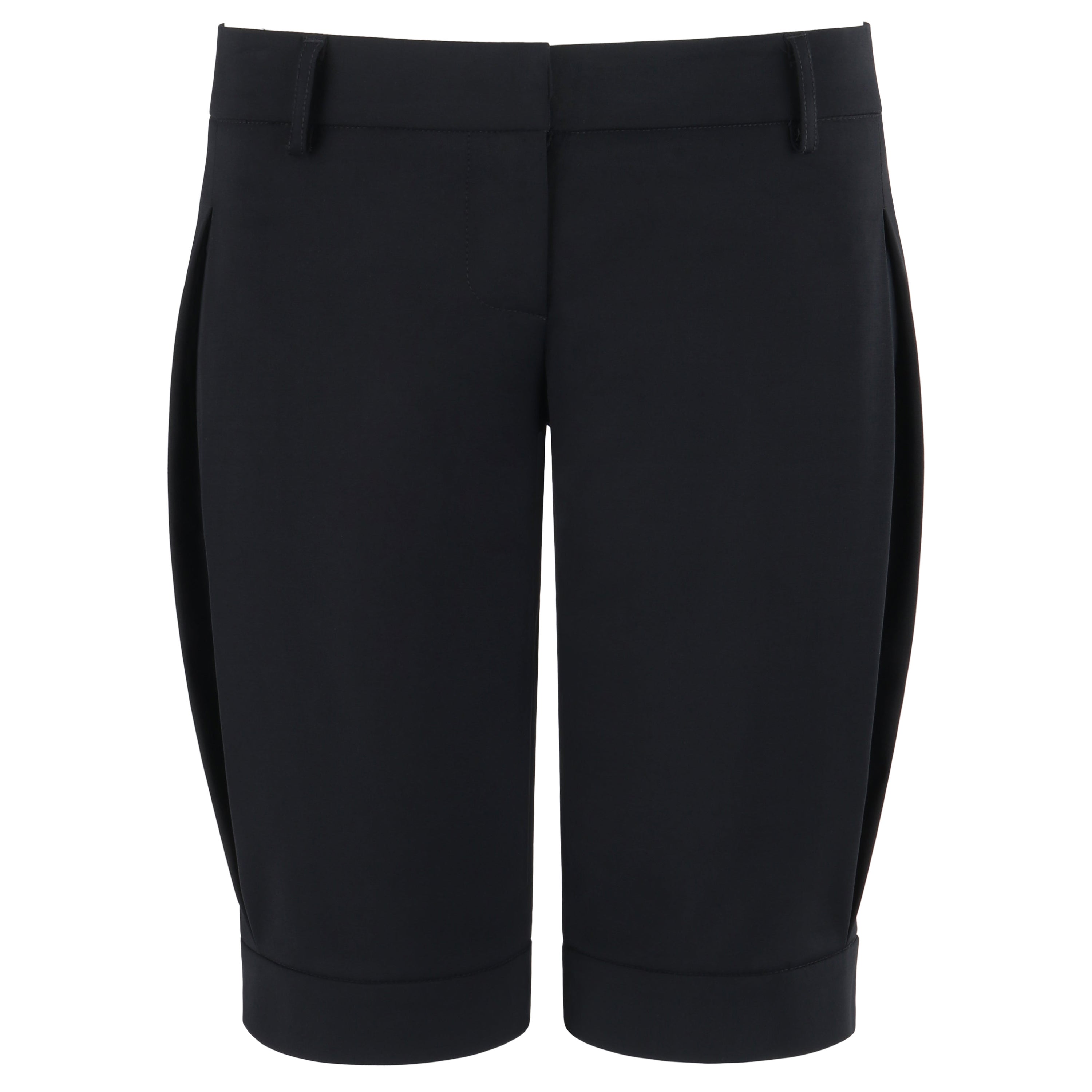 ALEXANDER McQUEEN S/S 1995 Black Stretch Welt Pocket Low-Rise Bermuda Shorts For Sale