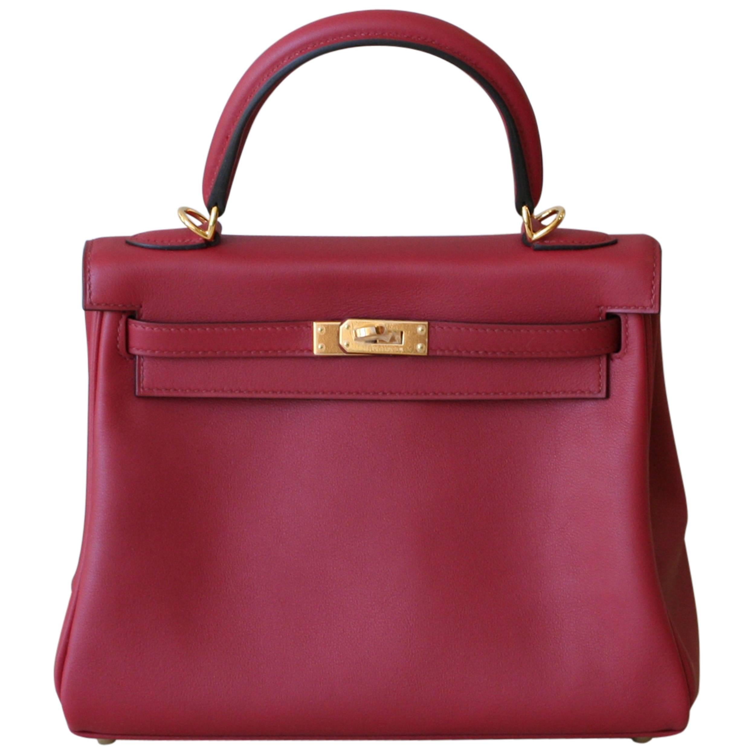 HERMES Kelly Rouge Grenat swift 25'