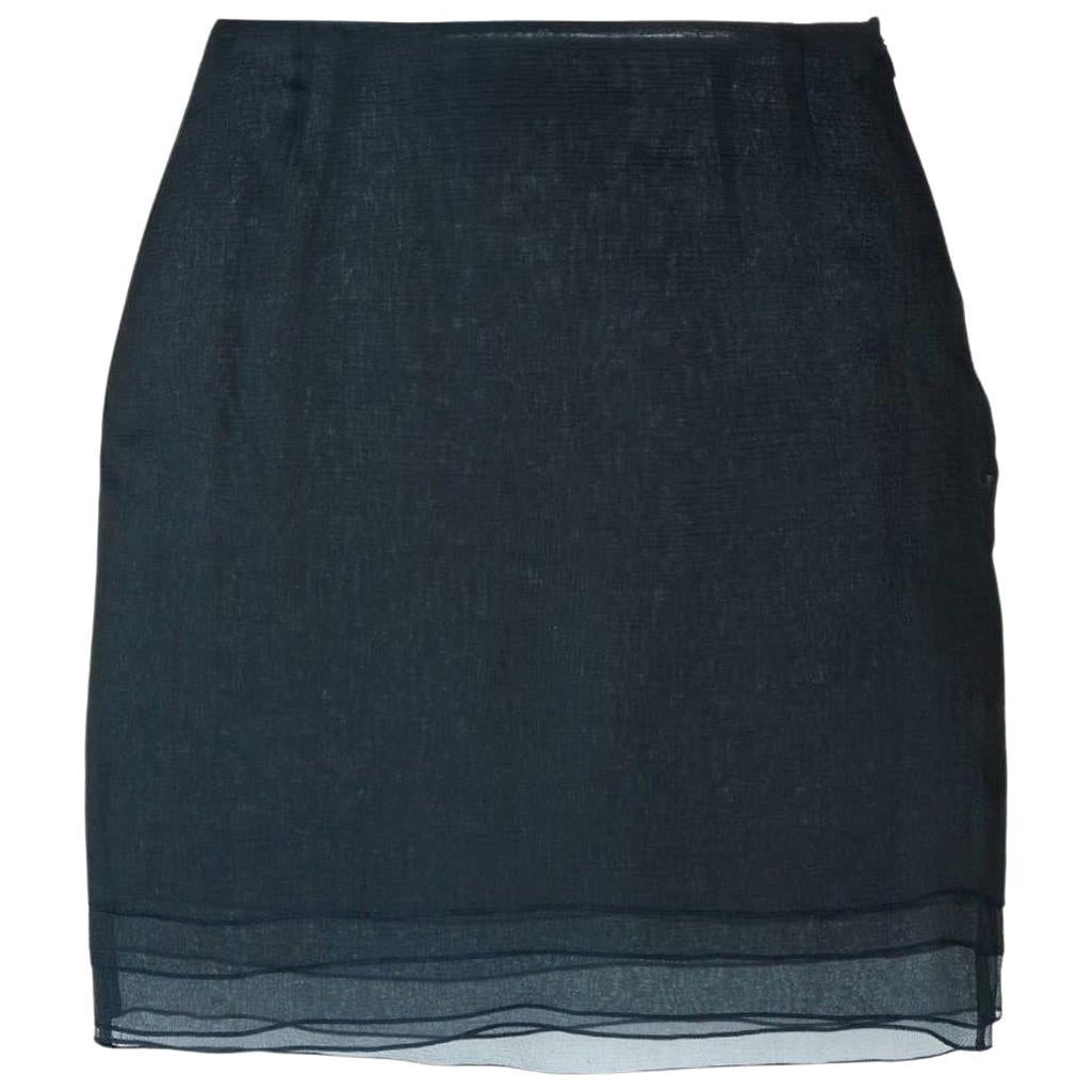 2000s Romeo Gigli blue sheer-silk layered mini skirt For Sale