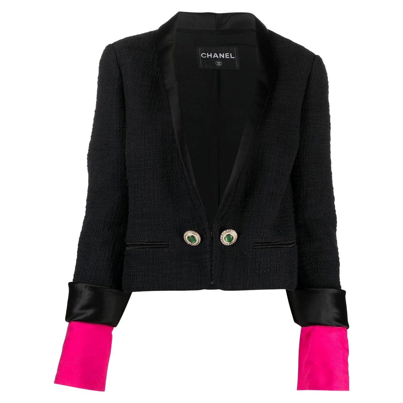 2012 Chanel Paris-Bombay Metiers d Art Black Cotton Boucle Jacket For Sale