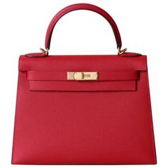 HERMES Kelly Sellier Rouge Casaque Epsom 28'