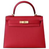 HERMÈS Rouge Casaque Epsom Leather Kelly 25cm Sellier For Sale at 1stDibs