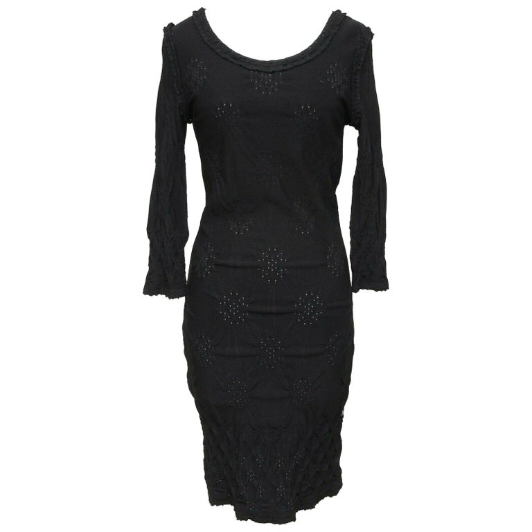 Chanel Ribbed Knit Dress in Black Size 36