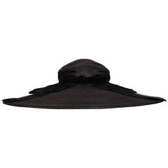 1950's Fine Black Straw Broad Brimmed Picture Hat
