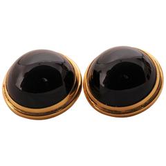 Lalique Black Crystal Dome Earrings