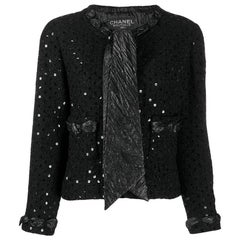 2000s Chanel Black Bow Sequined Jacket
