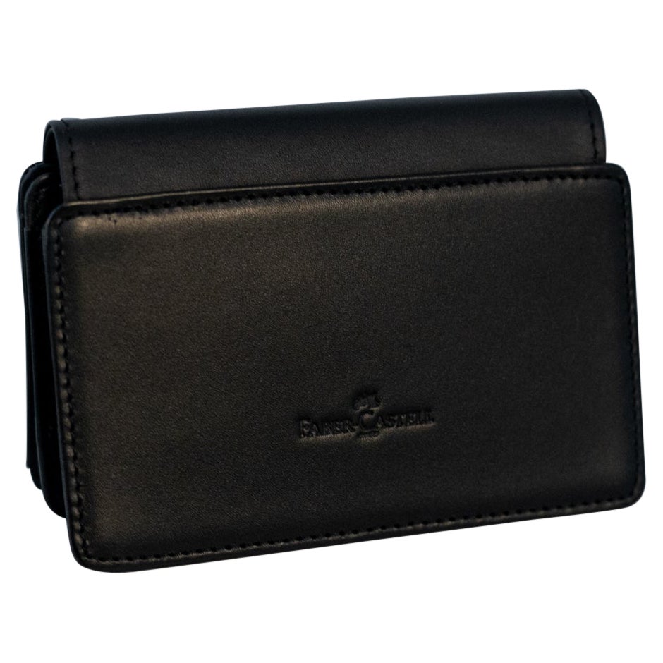 Faber Castell Vintage Coin Purse in Black Leather For Sale
