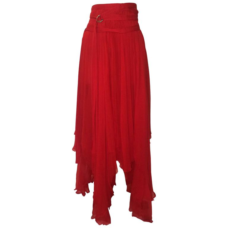 Alexander McQueen Flowing Red Strap Skirt from Spring 2002 Irere ...
