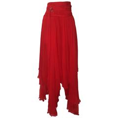 Alexander McQueen Flowing Red Strap Skirt from Spring 2002 Irere Collection