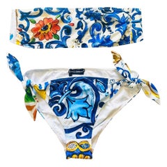 Dolce & Gabbana Multicolor Sicily Maiolica Swimsuit Bikini Swimwear Beachwear 