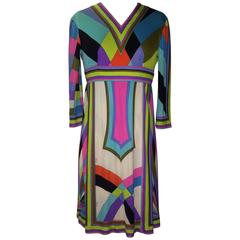 Emilio Pucci for Saks 1960s Multicolored Silk Jersey Pucci Print Dress ...