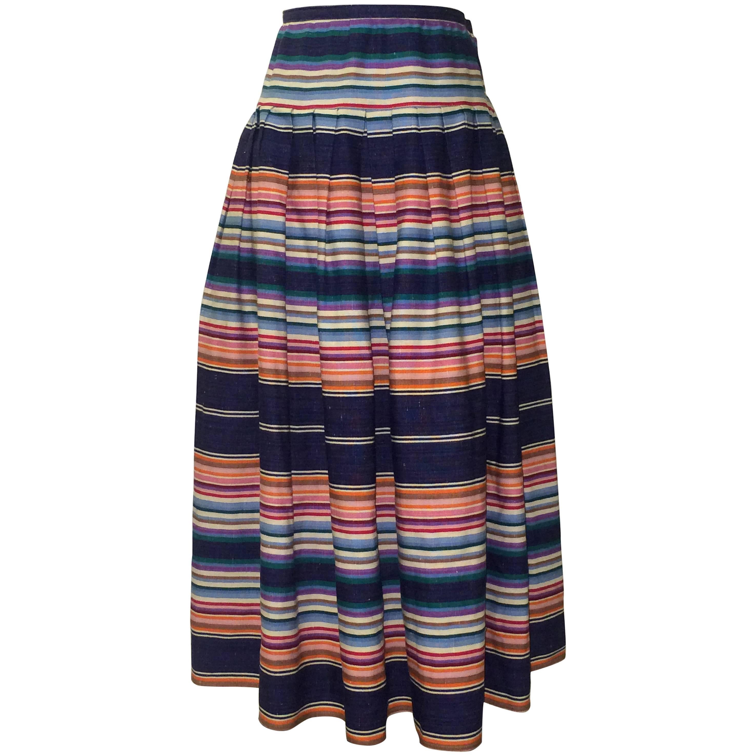 Giorgio Sant'Angelo Sarape Stripe Multicolor Full Skirt, 1980s 