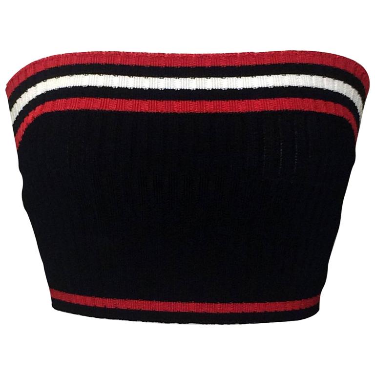 Prada Rib Knit Sporty Red White and Blue Cropped Tube Top at 1stDibs ...