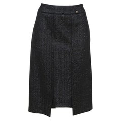 CHANEL Gonna Nera Tweed RUNWAY Iridescente Classica Crociera 2011 Sz 44