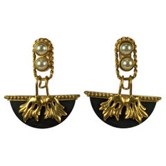 Vintage Dramatic French Gilt and Bakelite Earrings