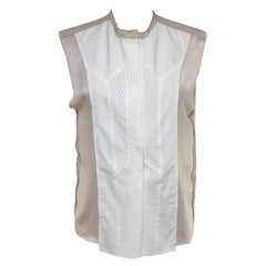 BOTTEGA VENETA Ärmelloses Hemd Top mit weißer Bluse und schnappverschluss vorne Gr. 38 BNWT